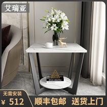 Sofa side few simple Nordic modern square bedside cabinet light luxury Italian marble rock board small coffee table corner