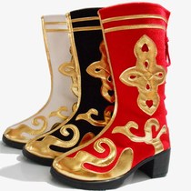 Tibetan dance shoes Dance boots Mens Mongolian shoes Xinjiang dance boots Ethnic minority long barrel womens boots high heels