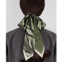 Miss Kelyn (small crowdink green) silk towels High sense small strip hair with tying bag wrap silk with belt scarves