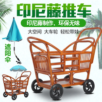 Twin baby stroller light double old Beijing bamboo cart small bamboo trolley can lie and stand