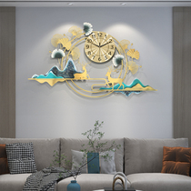 New Chinese watch and clock clock living room high-end large TV background wall creative pendant atmospheric art hanging wall clock