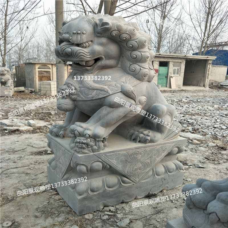 188 46 Blue Stone Lions A Pair Of Han Baiyu For Household