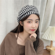 South Korea (designer) Sandro Tarpin round face autumn and winter Joker temperament retro thousand bird grid painter hat