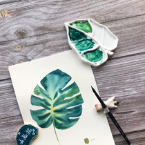 Leaf palette ceramic leaves watercolor palette porcelain