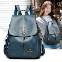 Hong Kong Light Extravagant Genuine Leather Bag Girl 2022 New Double Shoulder Bag 100 Hitch Casual Backpack Large Capacity Soft Leather Bag Tide