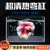 Transparent hot-curved rectangular glass goldfish tank aquarium turtle tank small and medium-sized desk landscape ecological fish tank