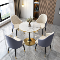 Light luxury modern one table four chairs sales office rock plate negotiation table and chair combination hotel reception Net red small round table