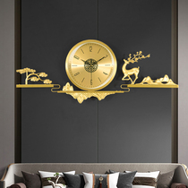 Chinese-style copper clock wall clock living room home fashion clock Wall modern light luxury living room table Villa quartz clock