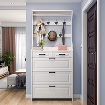 Ultra-thin flip shoe cabinet with hanger integrated floor bedroom home large capacity door rack coat rack