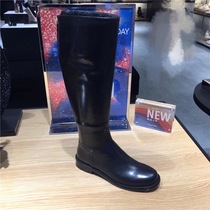 Brand withdrawal women's shoes new winter 2019 Leather Knee less women's boots low heel Knight boots high tube boots women q9301