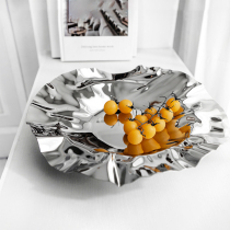 kiskin European Round Stainless Steel Light Lavish Fruit Pan Fruit Basin Home Modern Home Tea Table Fruit Basket Pendulum