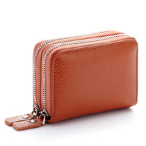 Headlayer Bull Leather Wallet Card Bag Card Bag Women Style Multi-Position Integrated Bag Double multi-position Zip Card Bag Zero Wallet