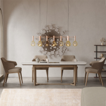 Nordic solid wood rock board dining table and chair combination modern simple light luxury household small apartment retractable with induction stove table