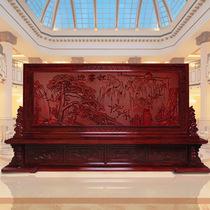 Chinese solid wood carved screen partition Party and government units entrance hall Company hotel entrance relief atmospheric seat screen