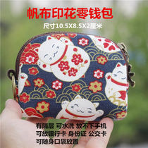 Canvas coin wallet Japanese New lucky cat money bag mini female short cute small bag student coin bag
