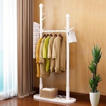 Yu wood edge solid wood coat rack floor-to-ceiling hanger European multifunctional clothes shelf home bedroom rack
