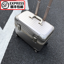 Horizontal aluminum frame 18 inch photography chassis mini luggage trolley case mens hairdressing box universal wheel password box