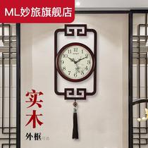 New Chinese retro hanging bell Chinese wind decoration clocks home living room mute creative Chinese art wood clock