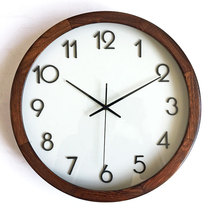 Solid Wood simple round mute wall clock living room modern Nordic log