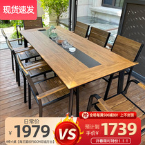 Sanskrit outdoor plastic wood table and chairs combined casual anti-corrosive wood table and chairs open air balcony Café Ou-style outside pendulum table and chairs