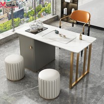 Rock board tea table household luxury minimalist modern simple boiling water tea table fashion balcony tea table chair combination square