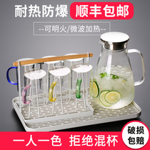 Glass with handle Heat-resistant simple milk cup Drinking cup Household living room tea cup Milk tea family cup set