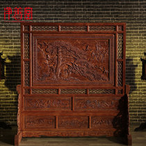 Dongyang wood carving simple modern Chinese bedroom screen partition solid wood living room screen mobile seat screen porch screen