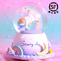 Rotating snow crystal ball music box children princess girl birthday gift girls valentine's day music box new year