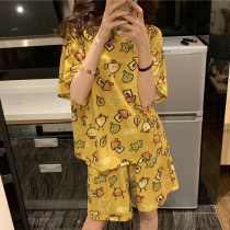 日本代购gelato pique夏可爱卡通小鸡圆棉质短袖睡衣家居服套装女