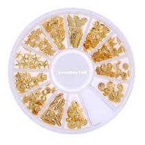 1 WHeel Gold Silver 3d Metal Sea Shell Beads Design Nail Art