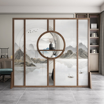 New Chinese screen partition living room door cover office solid wood decoration shelf entrance screen
