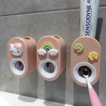 Fragrant color children Automatic toothpaste artifact shelf single wall-mounted non-perforated cartoon toothpaste squeezer