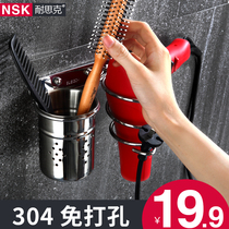 Hair dryer rack free hole 304 stainless steel bathroom toilet toilet hair dryer hanger Hair dryer wall shelf