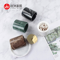Nordic ins marble cotton bottle creative light luxury household cotton sign box with lid high-end storage toothpick tube