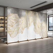 Design custom screen partition modern simple abstract golden line folding mobile living room bedroom simple folding screen