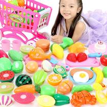 Children's Cut Fruit Toy Cut Watermelon Simulation Vegetable Cut Baby Boys and Girls Shopping Cart Set