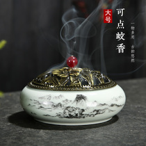 Ceramic plate incense burner Household indoor large mosquito coil stove line incense insert sandalwood mosquito repellent incense incense stove mosquito coil tray