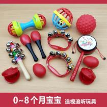 Baby little sand hammer red ball hand bell newborn baby hand grip and listen visual training red toy small rattle