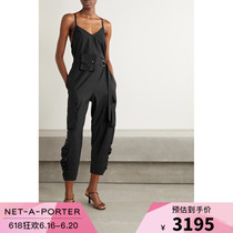 [首降]Tibi 女黑色宽松工装风吊带连体裤NAP/NET-A-PORTER