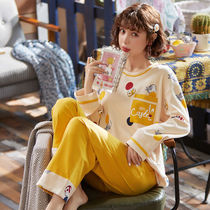 Pajamas female spring and autumn cotton long sleeve Korean student ins autumn and winter girlfriends sweet and cute cartoon home clothing set
