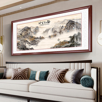 Fortune flowing water Office backer Mountain map Chinese painting landscape painting living room fortune decoration painting sofa background wall wall painting