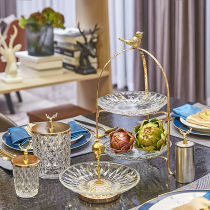 High value light luxury coffee table candy plate cake tray Bird crystal plate simple Nordic metal fruit plate decoration