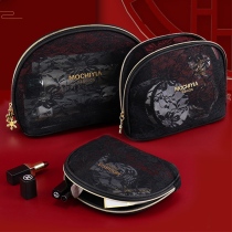 Transparent black cosmetic bag ins wind super fire Lace flower net small wash bag womens portable large capacity storage bag