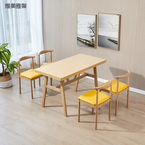 Fast dining table and chair combination spicy hot milk tea snack noodle restaurant barbecue catering burger commercial rectangular restaurant table