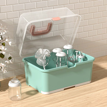 Baby bottle storage box drain rack baby bottle tableware dustproof storage storage box with cover dustproof drying