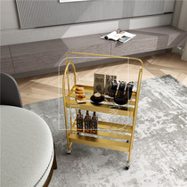 Hotel delivery car wine cart dining car European wine cart golden trolley home mobile cart double-layer