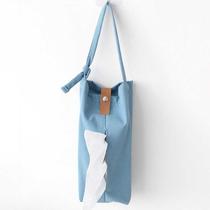 Day Style Cloth Art Canvas Leather Strap Creative Paper Towel Box On-board Pumping Paper Bag Foldable Suspended paper jacket