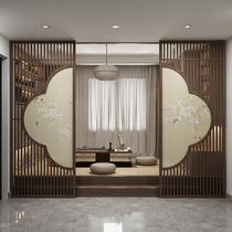 New Chinese solid wood plum-shaped fence grille partition screen Living room bedroom tea room split a pair of through-the-top barrier