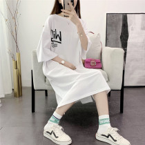 Dress student knee base skirt cotton short sleeve T-shirt skirt long casual fried street niche medium long skirt