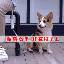 Dog traction rope safety buckle elastic Telescopic Explosion-proof punch hand tie stool Post walking dog Bolt dog rope tie tree